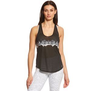Alo Yoga ‘Verse’ Mesh Scoop Neck Tank Top in Black/White Size Medium